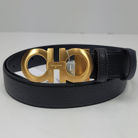 Salvatore Ferragamo Other - Salvatore Ferragamo Gold Gancini Buckle Reversible Black/Dark Blue Belt.